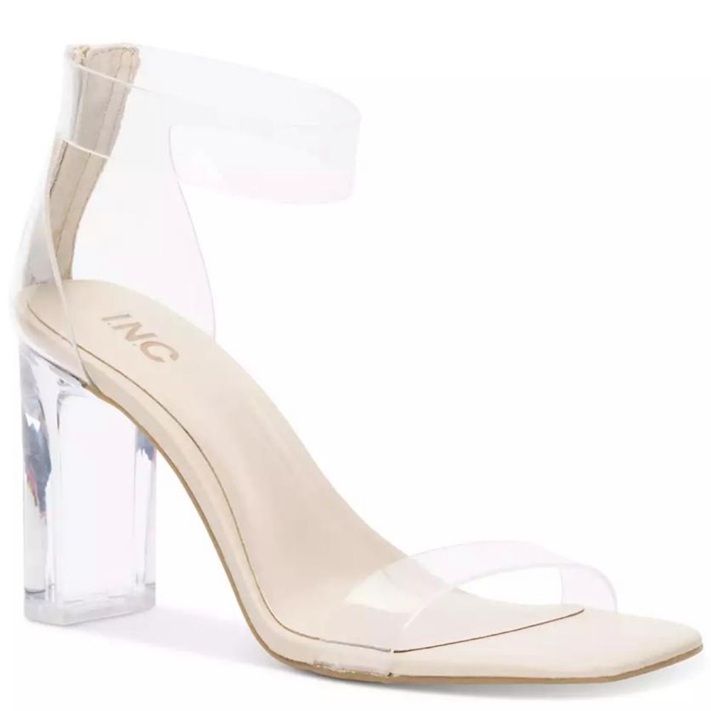 INC International Concepts Clear Vinyl Block Heel Sandal -Makenna Size 7M EUC - Picture 3 of 10